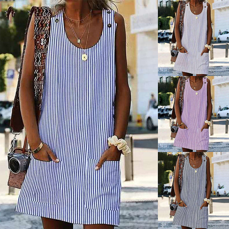 Chic Striped Sleeveless Mini Dress