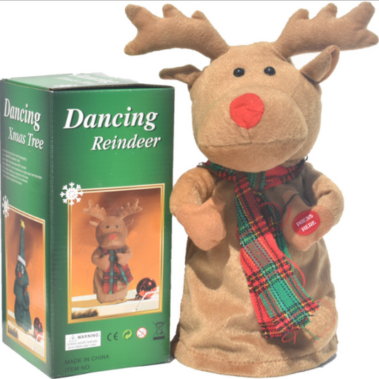 Santa Claus statue dancing spinning deer