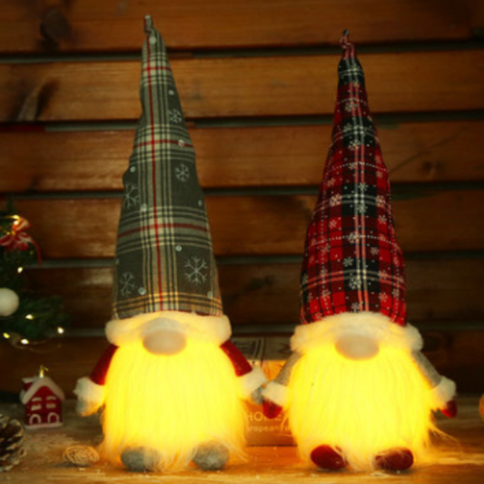 Rudolph doll with Christmas glowing plaid hat