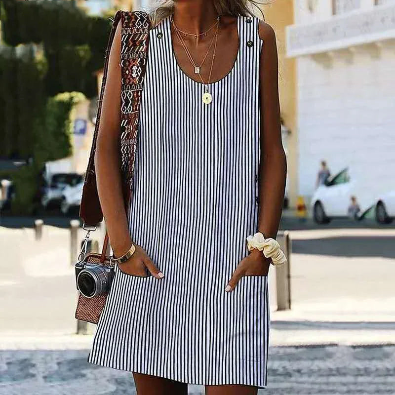 Chic Striped Sleeveless Mini Dress