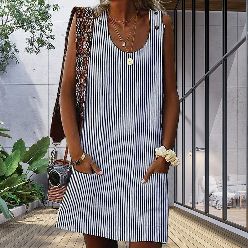 Chic Striped Sleeveless Mini Dress