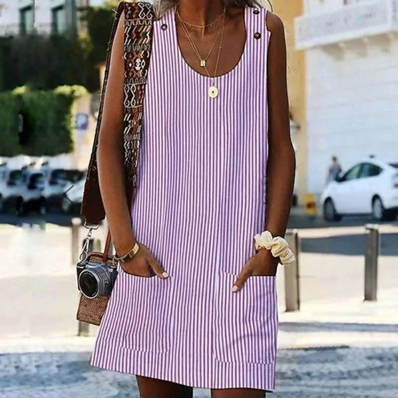 Chic Striped Sleeveless Mini Dress