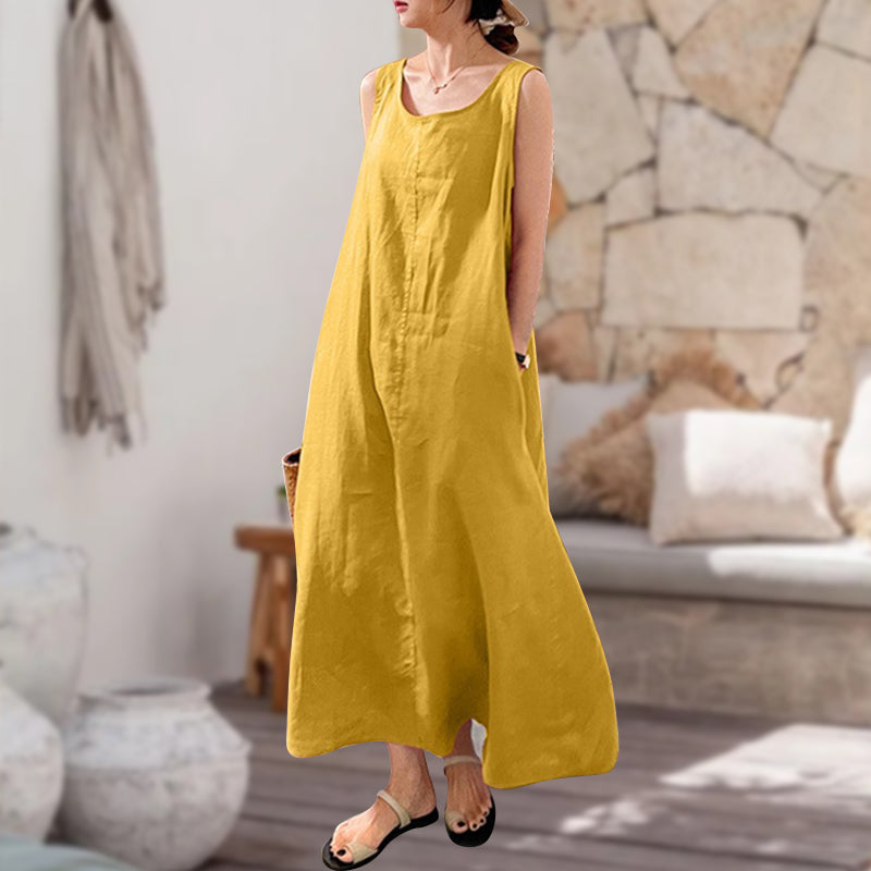 Cotton Linen Sling Sleeveless Dress