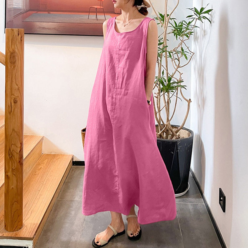 Cotton Linen Sling Sleeveless Dress