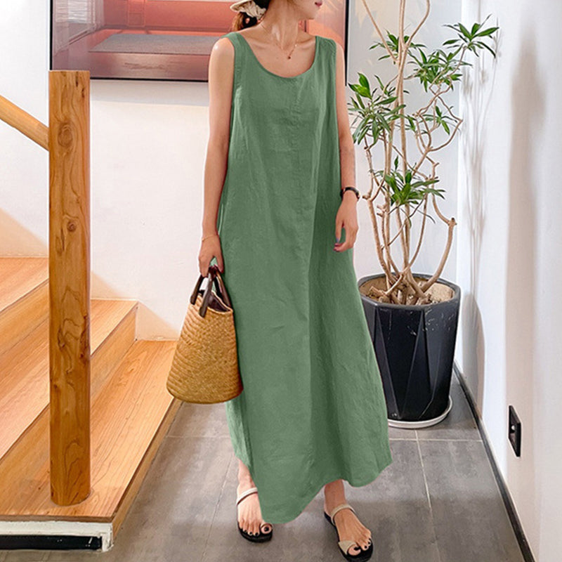 Cotton Linen Sling Sleeveless Dress