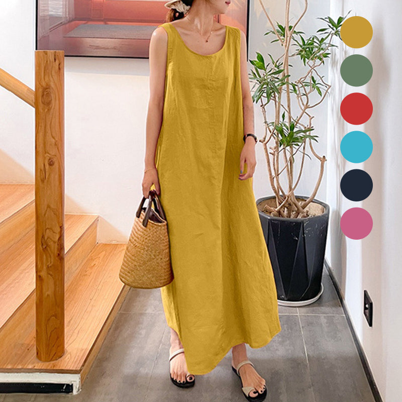 Cotton Linen Sling Sleeveless Dress