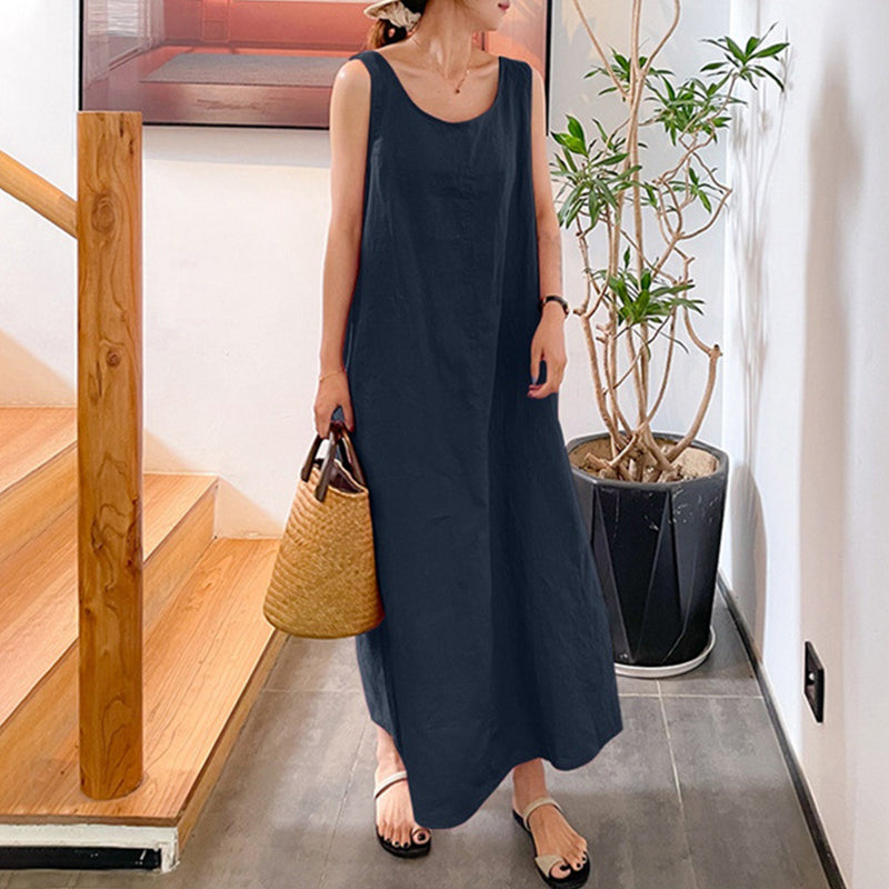 Cotton Linen Sling Sleeveless Dress