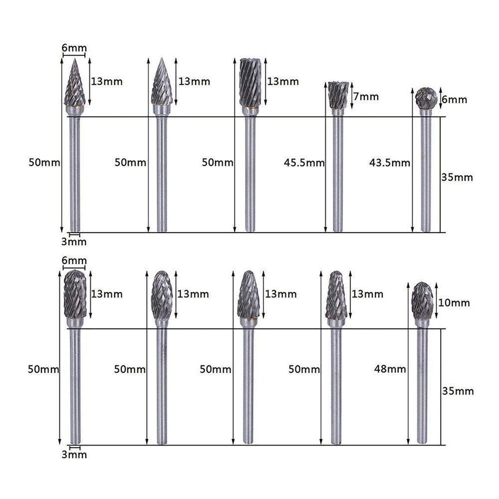 DOMOM 10-In-1 Tungsten Steel Grinding Head Set