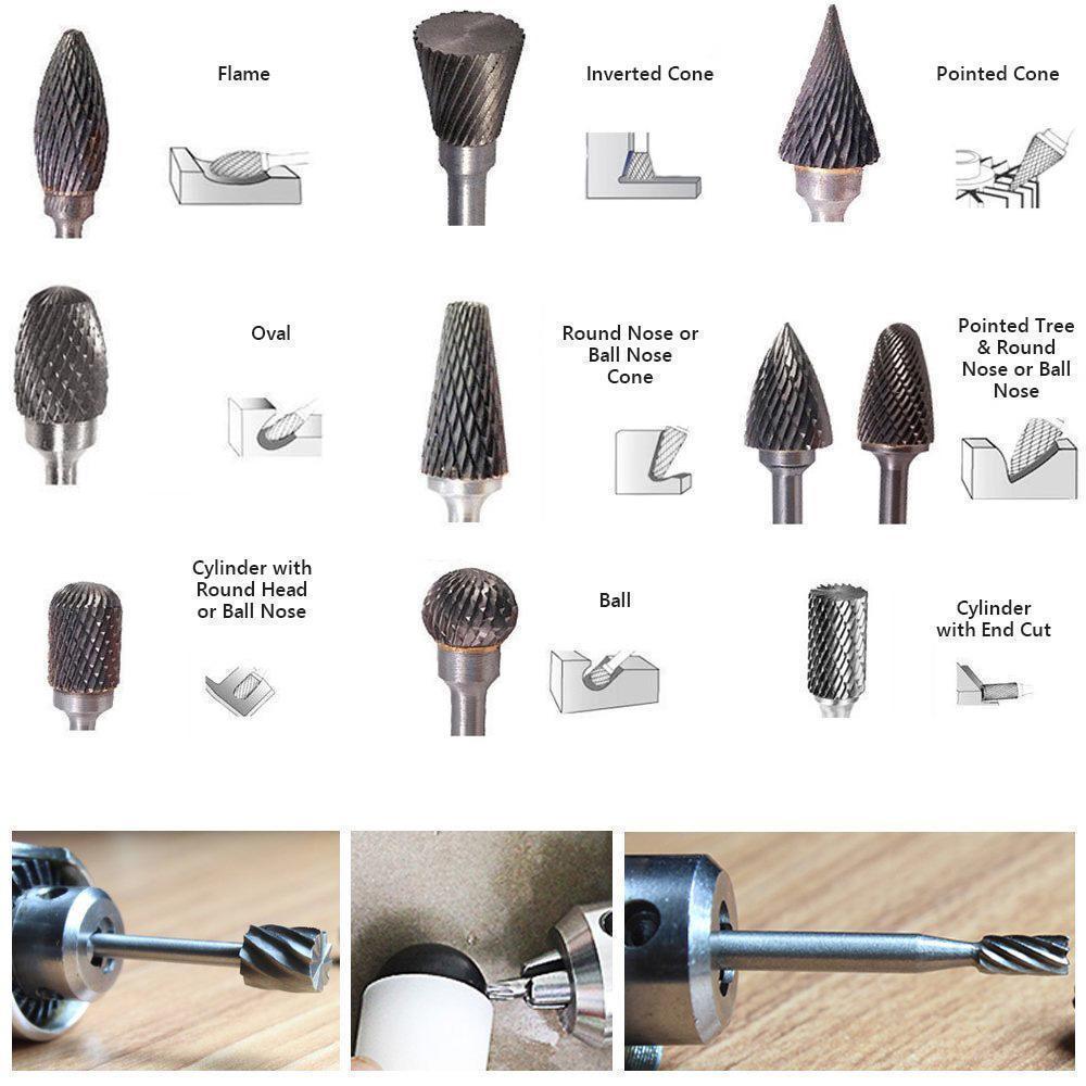 DOMOM 10-In-1 Tungsten Steel Grinding Head Set