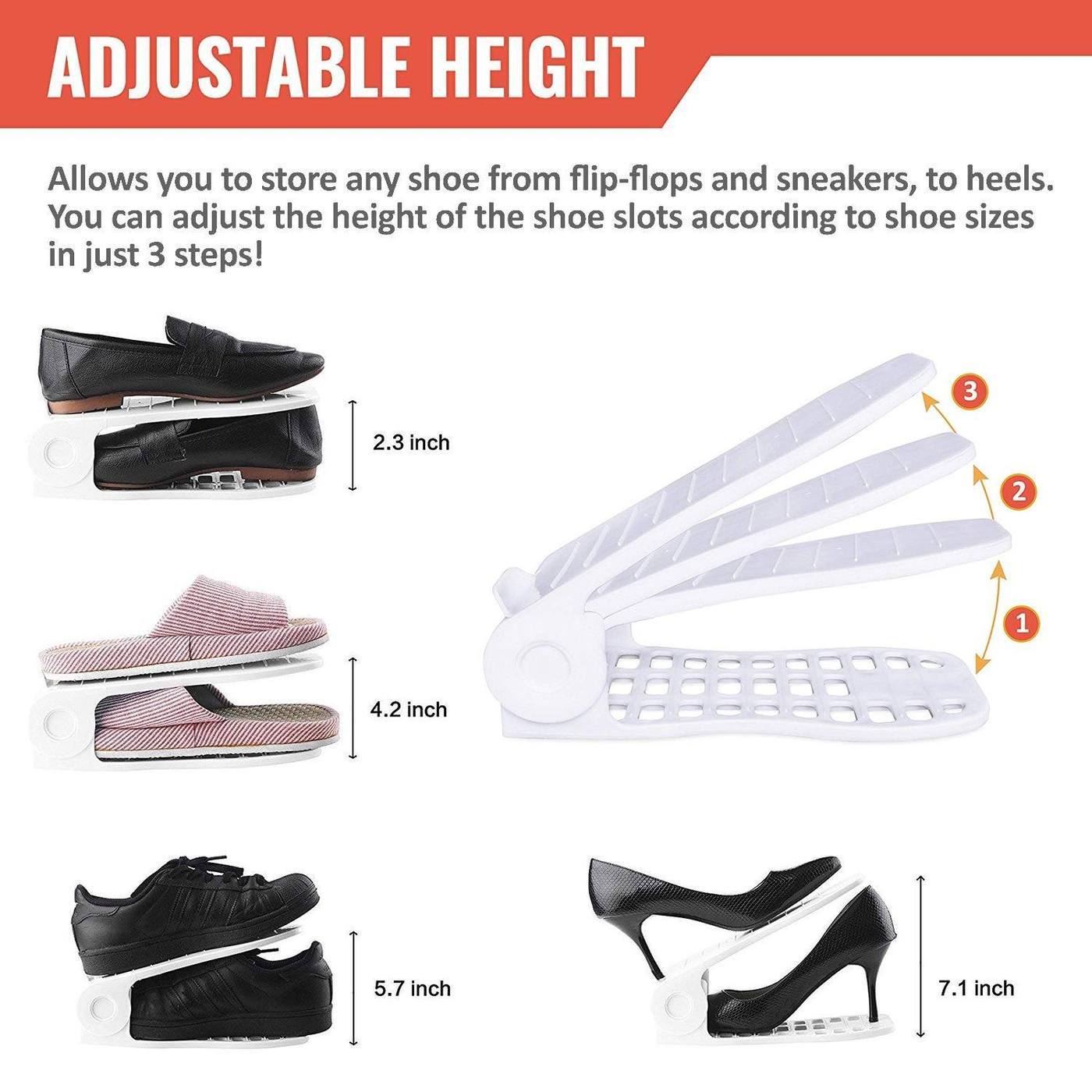 Hirundo Adjustable Shoe Rack Space Saver (White/Black)