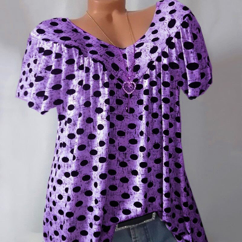 Ladies Polka Dot Print Casual T-Shirt