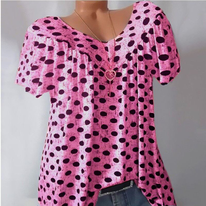 Ladies Polka Dot Print Casual T-Shirt