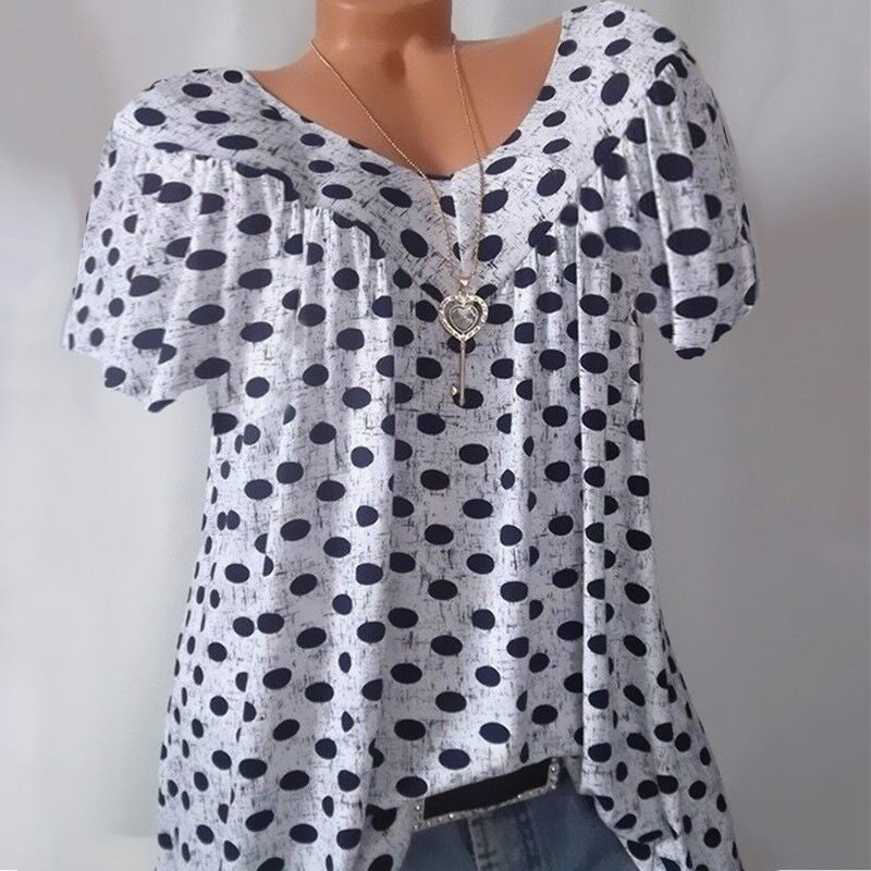 Ladies Polka Dot Print Casual T-Shirt