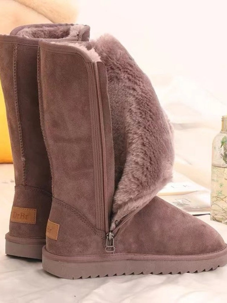 Warm leather snow boots