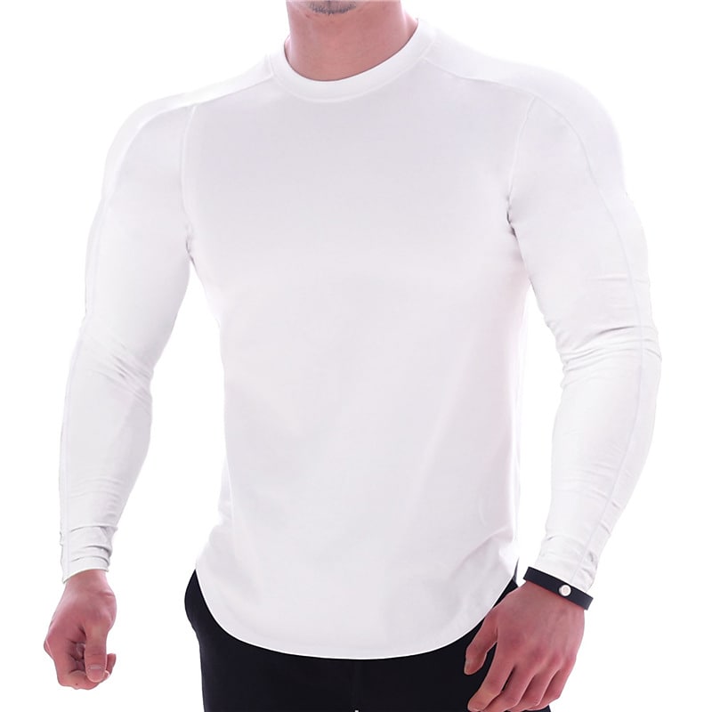 Men's solid sports long sleeves