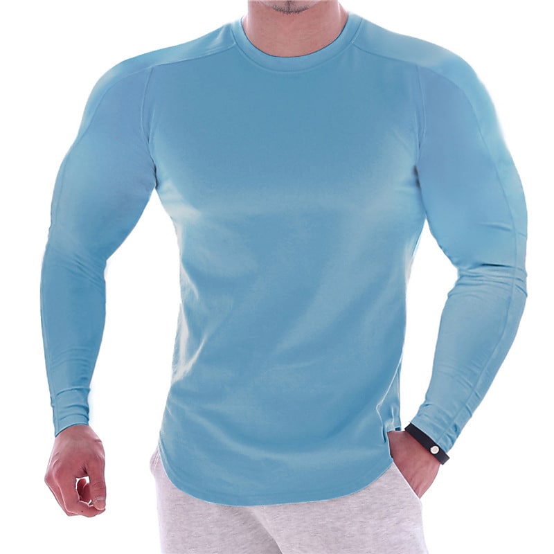 Men's solid sports long sleeves