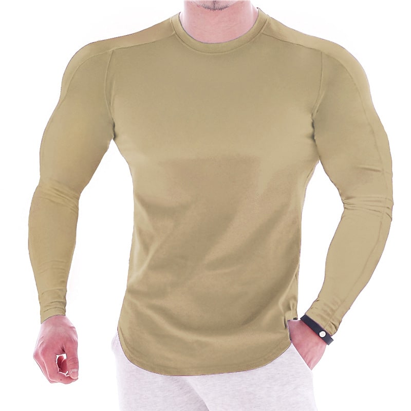 Men's solid sports long sleeves