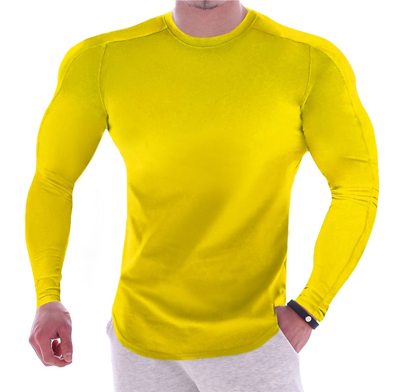 Men's solid sports long sleeves