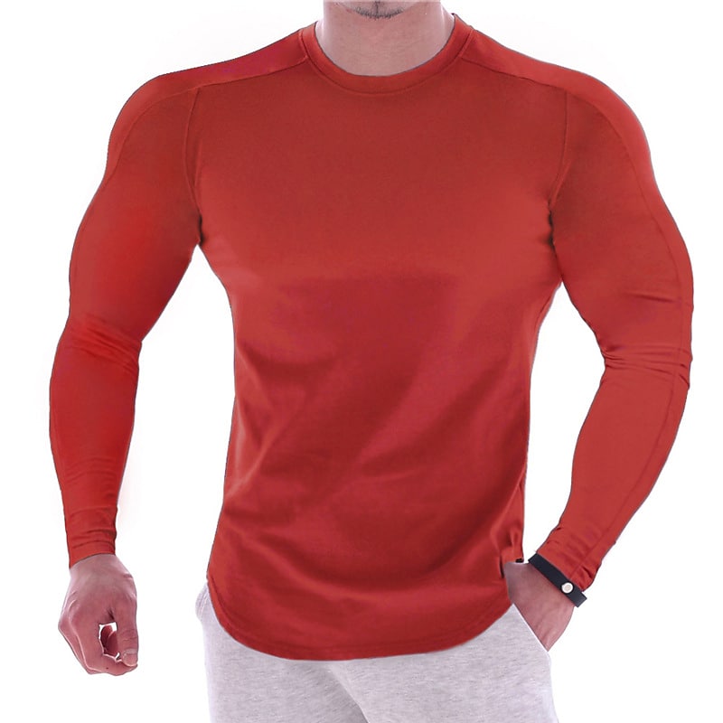 Men's solid sports long sleeves