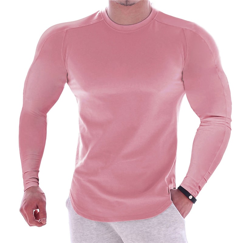 Men's solid sports long sleeves