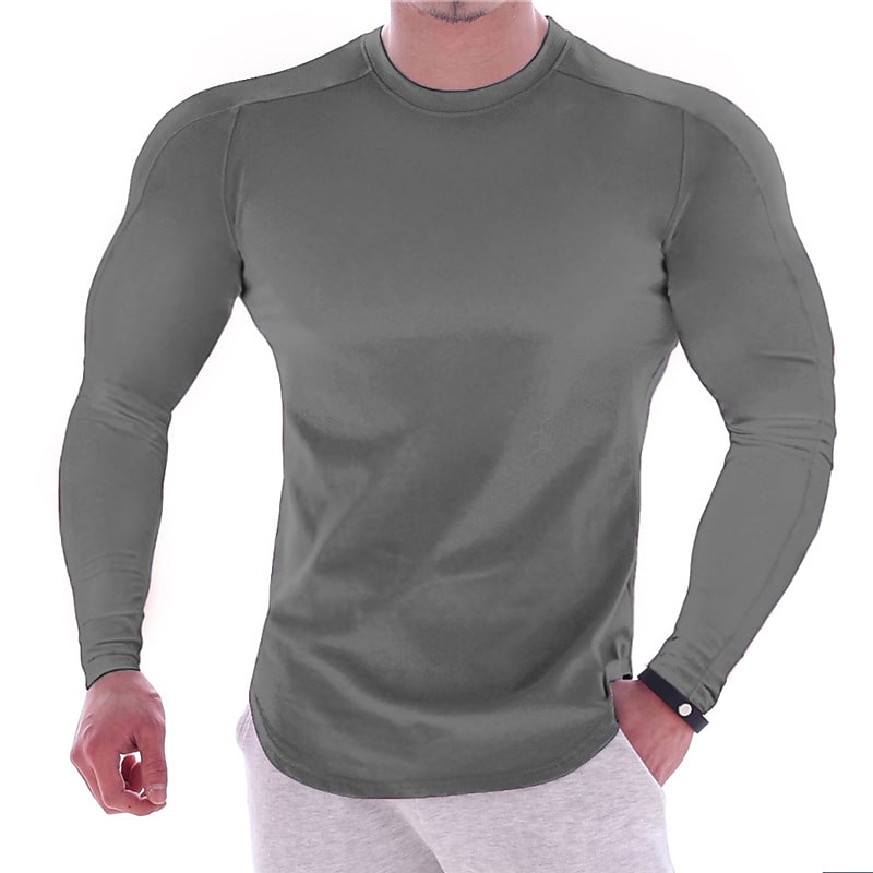 Men's solid sports long sleeves