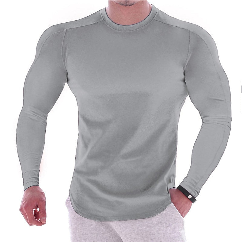 Men's solid sports long sleeves