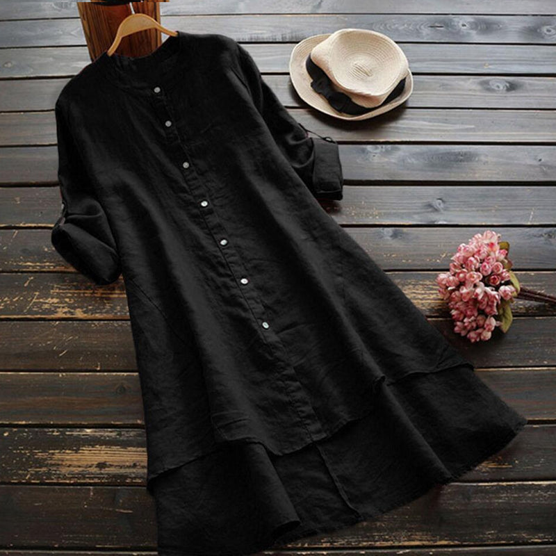 Solid Button Cotton Linen Shirt