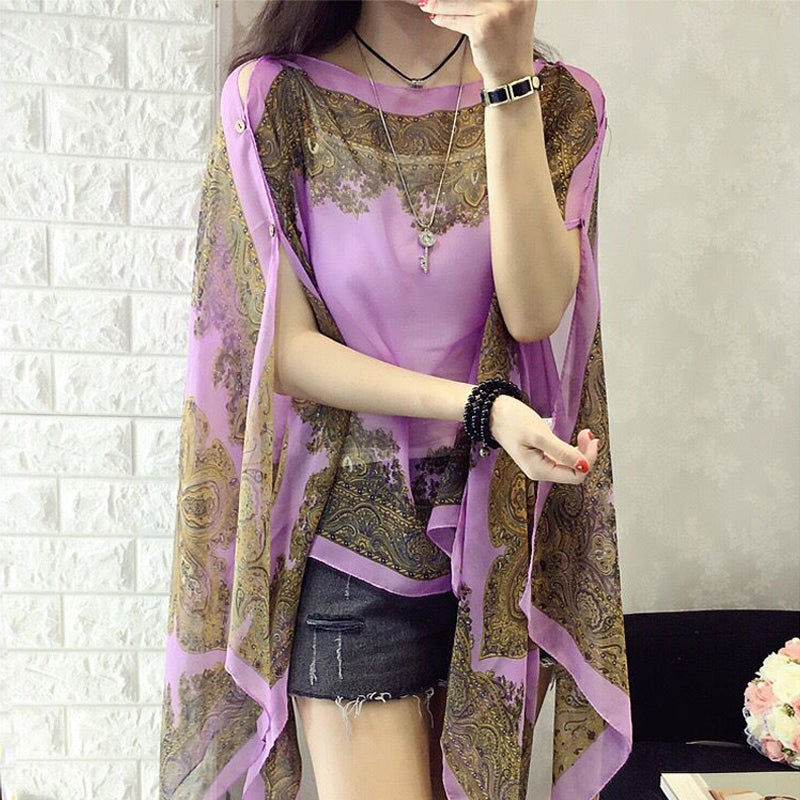 Versatile Sun Protection Chiffon Shawl