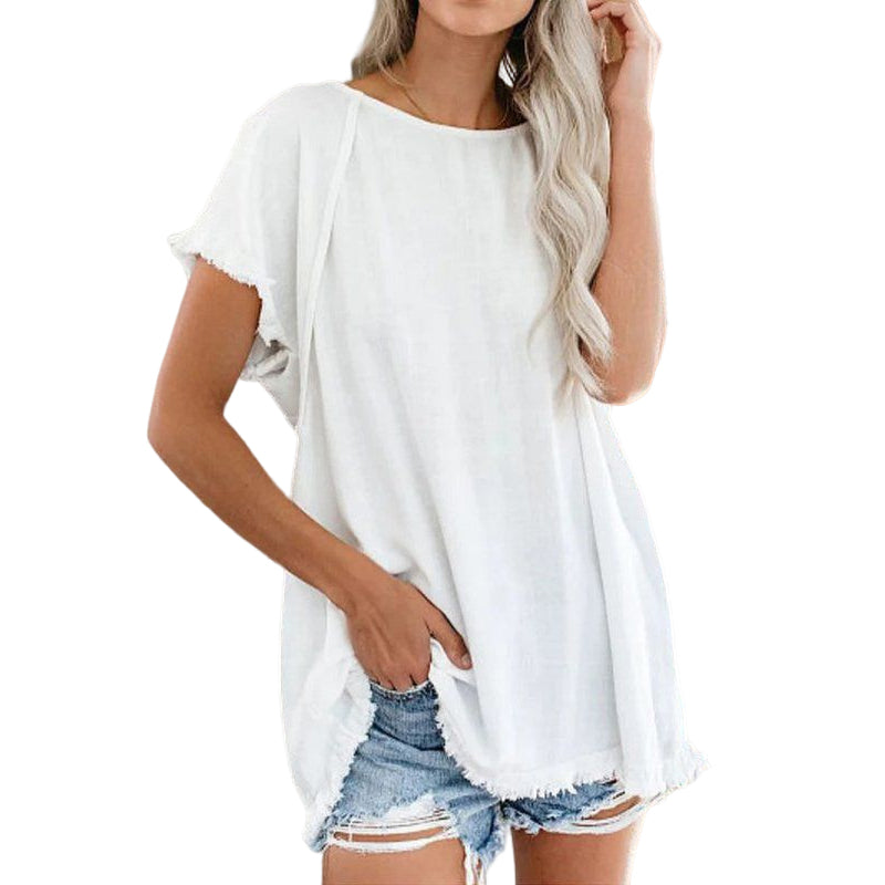 Women's Plain Tassel Casual Top