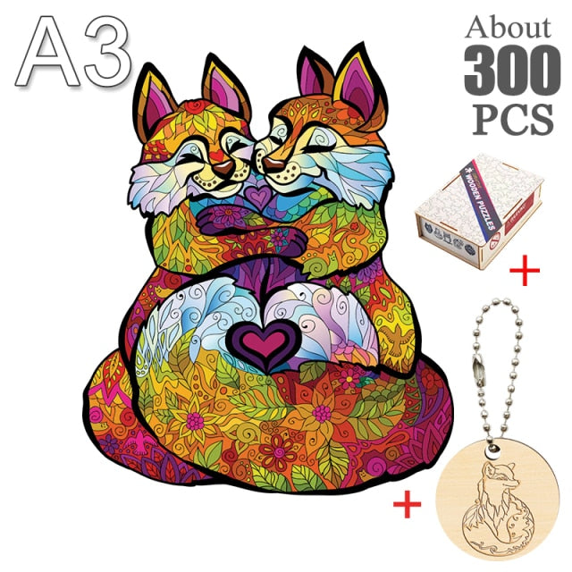 Fox peacock puzzle 3D Wooden Puzzle Children