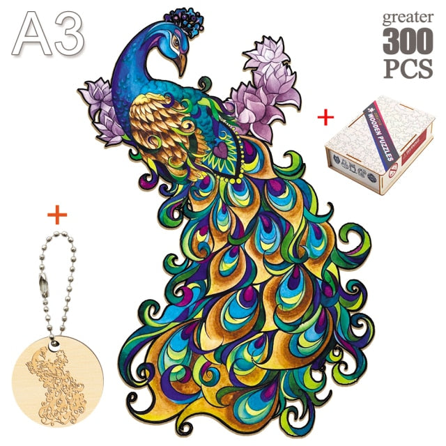 Fox peacock puzzle 3D Wooden Puzzle Children