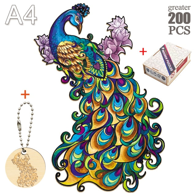 Fox peacock puzzle 3D Wooden Puzzle Children