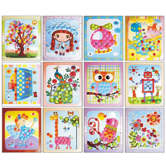 Button mosaic sticker art painting toy